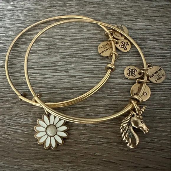 Alex and Ani Daisy and Unicorn charm bangles - Picture 1 of 2